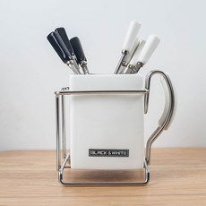 현우 화이트 손잡이 수반 도자기숏 스타일 티스푼/티포크 세트