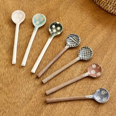 일제 도자기 빈티지 티스푼 파스텔톤 감성 디저트 스푼, 1개, 4. 스트라이프 (미코 163)