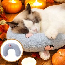 강아지 고양이 반려동물 머리 쿠션 고양이쿠션 폭신한쿠션 개방석 반려견쿠션, 블루-ONESIZE