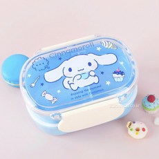 산리오 4가지캐릭터 변신 2단 점심 저녁 밀폐도시락통, 1세트, 시나모롤