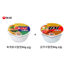 농심 육개장사발면 86g X 6개 + 김치사발면 86g X 6개, 1set
