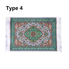 112 스케일 인형 집 카펫 놀이 장식 바닥 깔개 꽃 패턴 매트 액세서리, 1세트, type 4