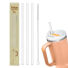 쿠마켓 트라이탄 롱 스트로우 30cm(1.18L) 3p + 세척솔 1p, 1세트, 1세트 1세트, 1세트