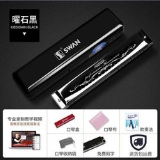 SWAN 28孔 複音口琴 C調, 1個, 24孔複音-【初學推薦】黑色,標配+全套配件