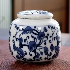 중국 청백색 도자기 차 캐디 티구안인 밀폐 용기 여행용 티백 보관함 커피, 01 E-7.8CMX7.5CM-200ML, 1개