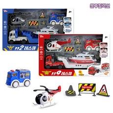 112 119 레스큐 소방차 경찰차 구급차 후릭션기어 풀백 남아선물 장난감 완구 사운드 헬기 장난감자동차, 112레스큐, 1개