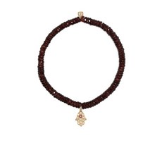 시드니에반 14K 옐로 골드 가넷 비즈 브레이슬릿