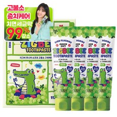 지그비 대용량 주니어 마일드 고불소 구취케어 어린이 치약 엄마배우 Pick 청포도향, 4개, 117g