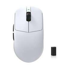 KYSONA 충전 도크가 있는 무선 게이밍 마우스 경량 42g 24000 DPI 유선/블루투스/2.4G 광학 마우스 긴 배터리 수명 PC/Mac과 호환 - 화이트 39, Paw3395, White