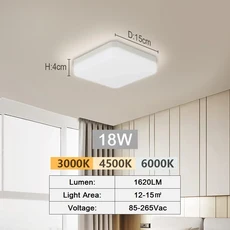 18W-48W LED 천장 조명 30CM 사각형 패널 홈 침실 주방 AC 110-220V, [06] 18W Square, [02] Warm White, 06 18W Square_02 Warm White