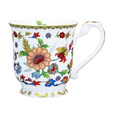 꽃무늬가 있는 란홍 본 차이나 커피 머그잔 - 11.8온스 우아한 플라워 디자인 티 컵 차 코코아 뜨거운 음료에 적합 여성 남성을 위한 생일 크리스마스 선물 (빨간색), Red