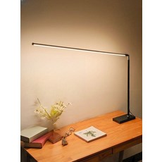 와이드 스탠드 LED 책상 학습용 시력 보호 독서등 조명 램프, 블랙 화이트라이트 플러그 버튼