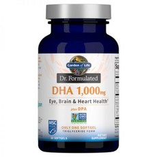 Garden of Life DHA 가든오브라이프 DHA DPA 피쉬오일 1000mg 30캡슐 2통, 2개, 30정