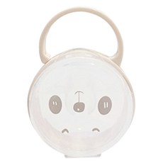 熊貓奶嘴盒 寶寶奶嘴收納盒 嬰兒奶嘴防塵盒 透明可視 帶提手, 熊貓奶嘴盒-米色, 1個