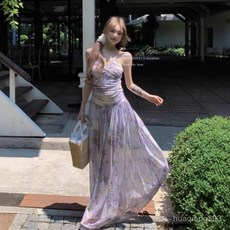 Yellwell여성 여름 쉬폰 플로럴 맥시 원피스 시원한 하늘하늘 러블리 드레스LST