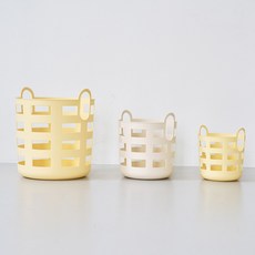 레몬크림 빨래바구니 세탁바스켓 장난감보관함 기저귀함 주방 정리 다용도 수납바구니 분리수거함, 크림 S (3L)