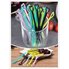 200支獨立包裝心形彩色一次性水果叉 點心叉 蛋糕甜品叉, 混色：藍、粉、綠（1隻一個包裝）,獨立包裝200支一袋（單支獨立包裝）, 1個