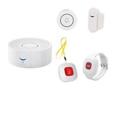 DTAudio聆翔 居家警報器 居家照護/APP遠端通知, 1個, 主機+呼叫器+門鈴+門窗感應器+手環