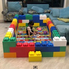 소프트 볼풀 울타리 풀장 웨이브 볼 유치원 실내 가방 공놀이 블록 놀이터 슈팅 놀이방, 1개, 9. 2홀 블록 60개 2.1mx1.5m