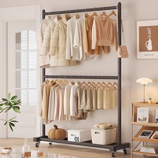 Wanadone 鐵製移動式2層衣架, 黑色, 1個