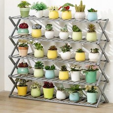 가팡 원목 접이식 다용도 화분 선반 I, 그레이, 5단