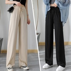 뉴믹 스트레이트 와이드 레그 캐주얼 밴딩 팬츠