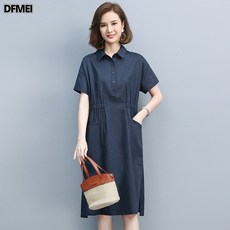DFMEI 모던한 칼라 넥 조임 슬림 캐주얼 원피스