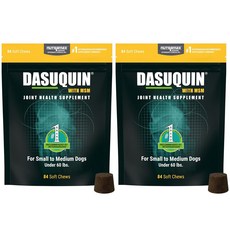 뉴트라맥스 Dasuquin 소형 중형 강아지 MSM 식이유황 글루코사민 84츄어블 X 2, 84정, 2개