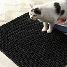 고양이 화장실 모래 방지 매트 대형 패드 발판, 블랙(대형), 1개