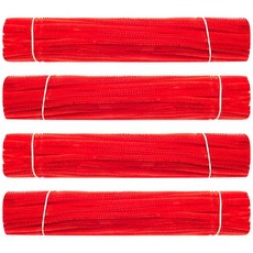 Waycreat 400피스 파이프 클리너 레드 셔닐 스템 DIY 아트 공예 장식용 (6mm x 30.5cm(12인치)), Waycreat 400피스 파이프 클리너 레드 셔닐 스