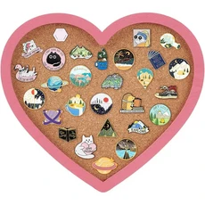 진주 핑크 하트 핀 코르크 보드 인치 게시판 디스플레이 브로치 핀용 프레임이있는 벽걸이 형 7.8x7.1, AECH04-13029, 본품 1세트