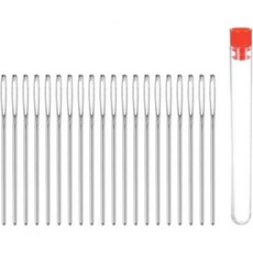 하핑턴 20개 대형 눈 뭉툭한 재봉 바늘 2mm 다이아 다닝 스테인리스 스틸 태피스트리 실 뜨개질 크로치팅 가죽 작업을 위한 보관 튜브 2.76인치, Silver Tone, 2.0x70mm
