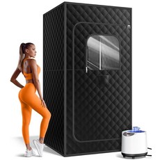 FREEYARE 사우나 박스 가정용 휴대용 사우나 1200W 3L 스팀기 히터가 있는 개인용 스팀 텐트 15층 리모컨 접이식 의자 아늑한 사이즈 91.4 x 180.3c, 기본 옵션