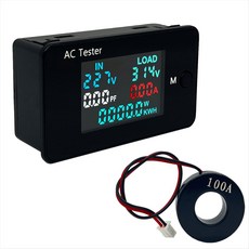 KWS-AC305 와트 미터 전력 미터 듀얼 볼트 미터 AC 0-500V 전압 0-50kW 전원 분석기, 검은색, 1개