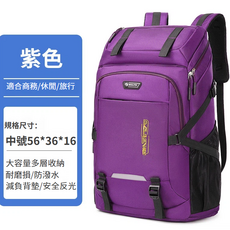 BOLITE 商務休閒旅行背包 中號 56*36*16 大容量多層收納 耐磨損防潑水 減負背墊安全反光, 紫色