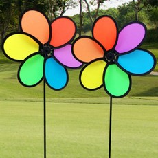 플라워바람개비(50cm)-5개입 감성캠핑 무지개바람개비 체육대회 오픈장식 입구장식 6색바람개비, 플라워바람개비, 5개