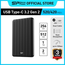 실리콘파워 Silicon Power 포터블 외장 SSD USB 3.2 Gen 2 휴대용 Bolt B75 Pro, 4TB