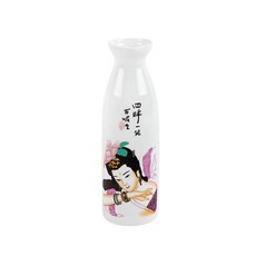 [유포] 일본풍 미녀 핑크 도자기 술병 도쿠리 사케 이자카야 일식집 독구리 300ml, 술잔 2P