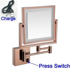 접이식 욕실 거울 홈 개선 메이크업 듀얼 팔 확장, 13. rose gold-Charge-3X, 1개
