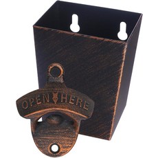 캡 캐처 배수구가 있는 블랙 보틀 오프너 벽걸이 맥주 탑, Antique Copper