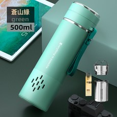 高檔玻璃杯三層防摔耐高溫便攜提繩商務辦公男女泡茶水杯子禮品, 1個, 綠色:500ml