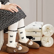 준캡 아동겨울양말 프릴블랙리본 파일양말 방한양말 아동양말세트 어린이