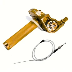 78인치(22mm) 오토바이 스로틀 그립 CNC 알루미늄 퀵 트위스트 어셈블리(케이블 포함), 02 Golden