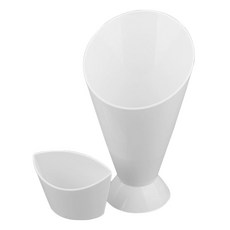 감자 튀김 선반 홀더 모듬 소스 칩 딥 스낵 콘 스탠드 플라스틱 컵 두 입 식기 트레이 컨테이너 주방 도구, 하얀색