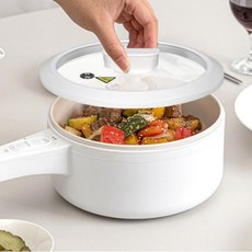 대용량 2.2L 세라믹 전기 냄비 2단 찜기 멀티 쿠커 자취생 라면 포트 캠핑용 조리기 미니 솥, 단품