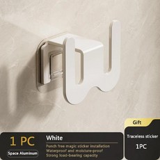 공간 알루미늄 구멍이 벽걸이 욕실 슬리퍼 랙 보관 신발 뒤 변기 문짝, 2. White 1pc