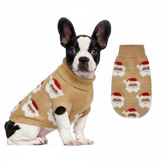 소형에서 대형견 남아 여아용 니트 강아지 스웨터 클래식 터틀넥 개 크리스마스 스웨터 따뜻하고 부드러운 산타클로스 겨울용 반려동물 옷 (그린 2XL), Brown