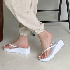 여성 키높이 웨지 통굽 쪼리 슬리퍼