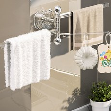 어썸아이템 무타공 회전식 다용도 행주 타월 걸이, 투명