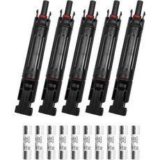 20A 태양광 퓨즈 홀더 인라인 IP67 방수 1000V DC – 모든 MC4 커넥터와 호환 패널 및 컨트롤러용 5개 세트 남성/여성 끝단 포함 USA